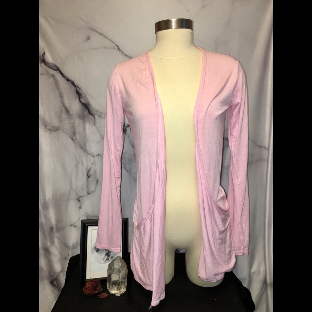 Light Pink Open Front Cardigan